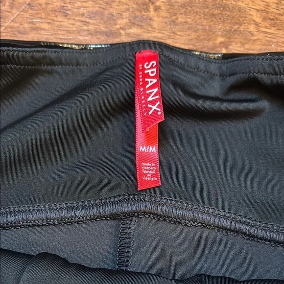 NWT black patent leather spanx sz med